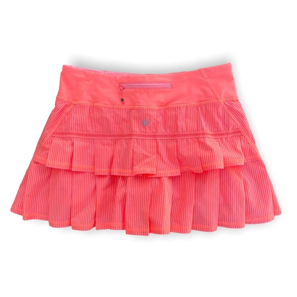 lululemon athletica Dresses & Skirts - Lululemon Run Pace Setter Skirt Wagon Stripe Pop Orange / Bleached Coral 4